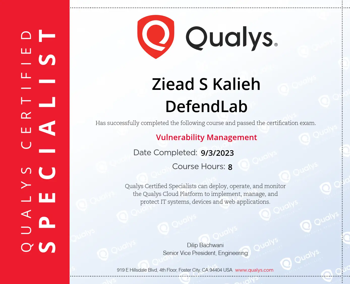 Vulnerability Management Certificate