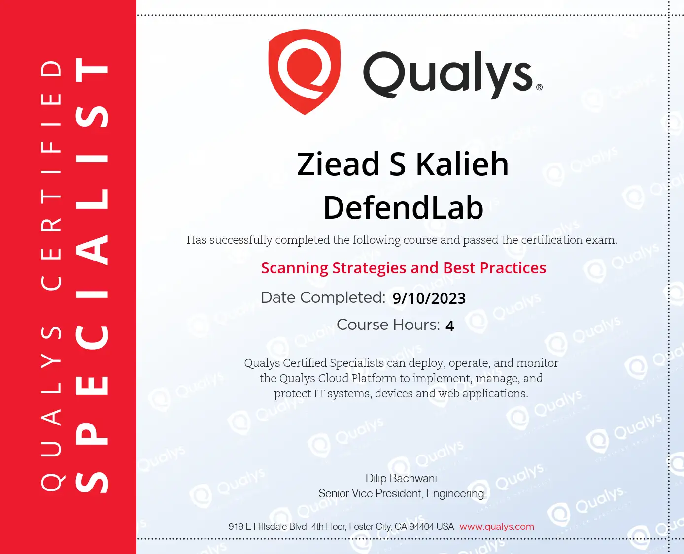 Qualys Scanning Strategies and Best Practices Certificate