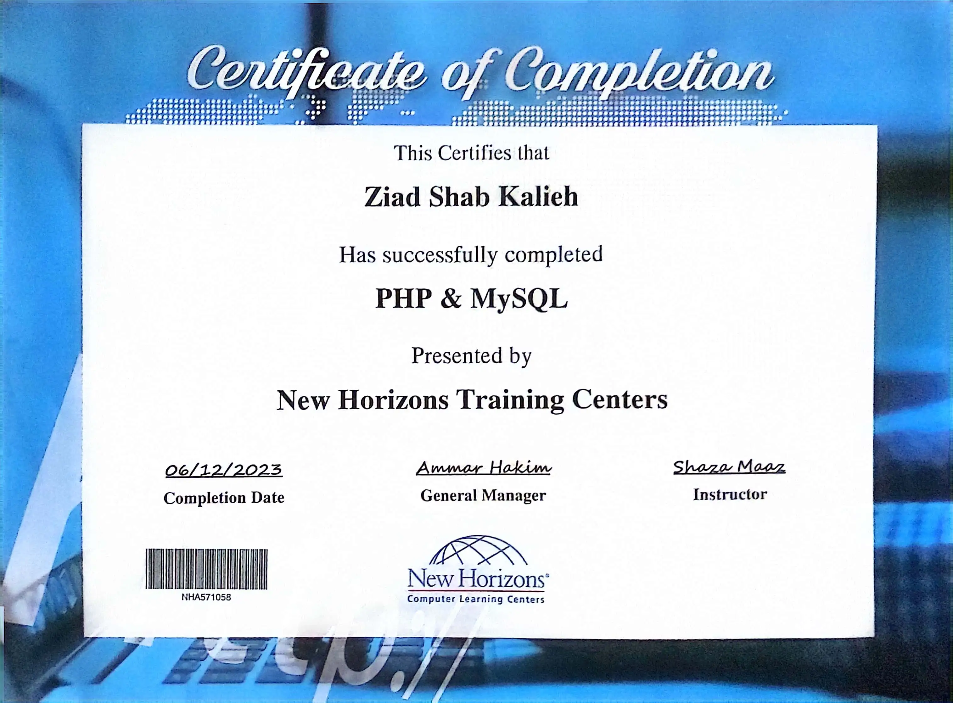 PHP & MySQL Certificate