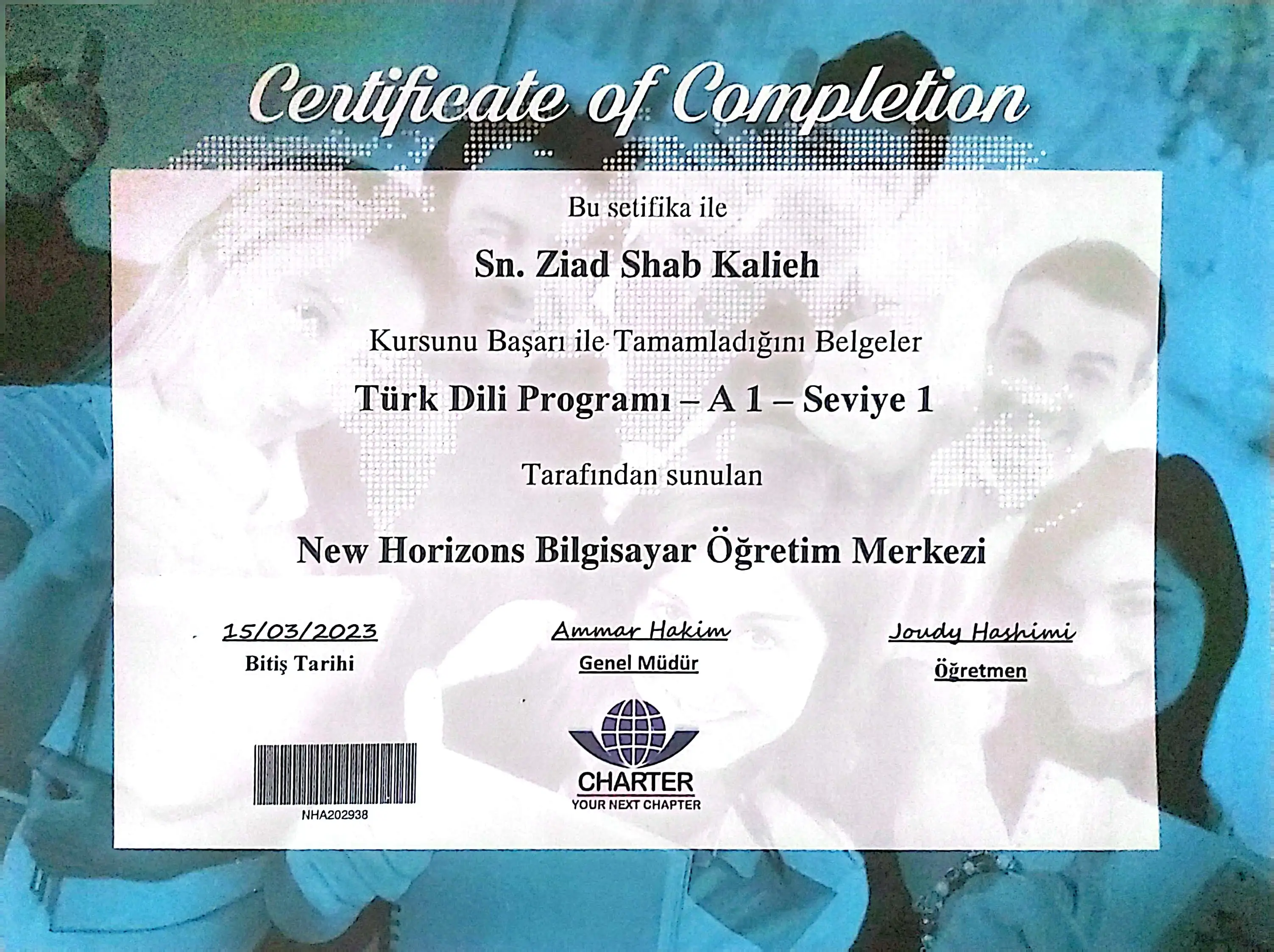 Turkish Language Program A1 Certificate