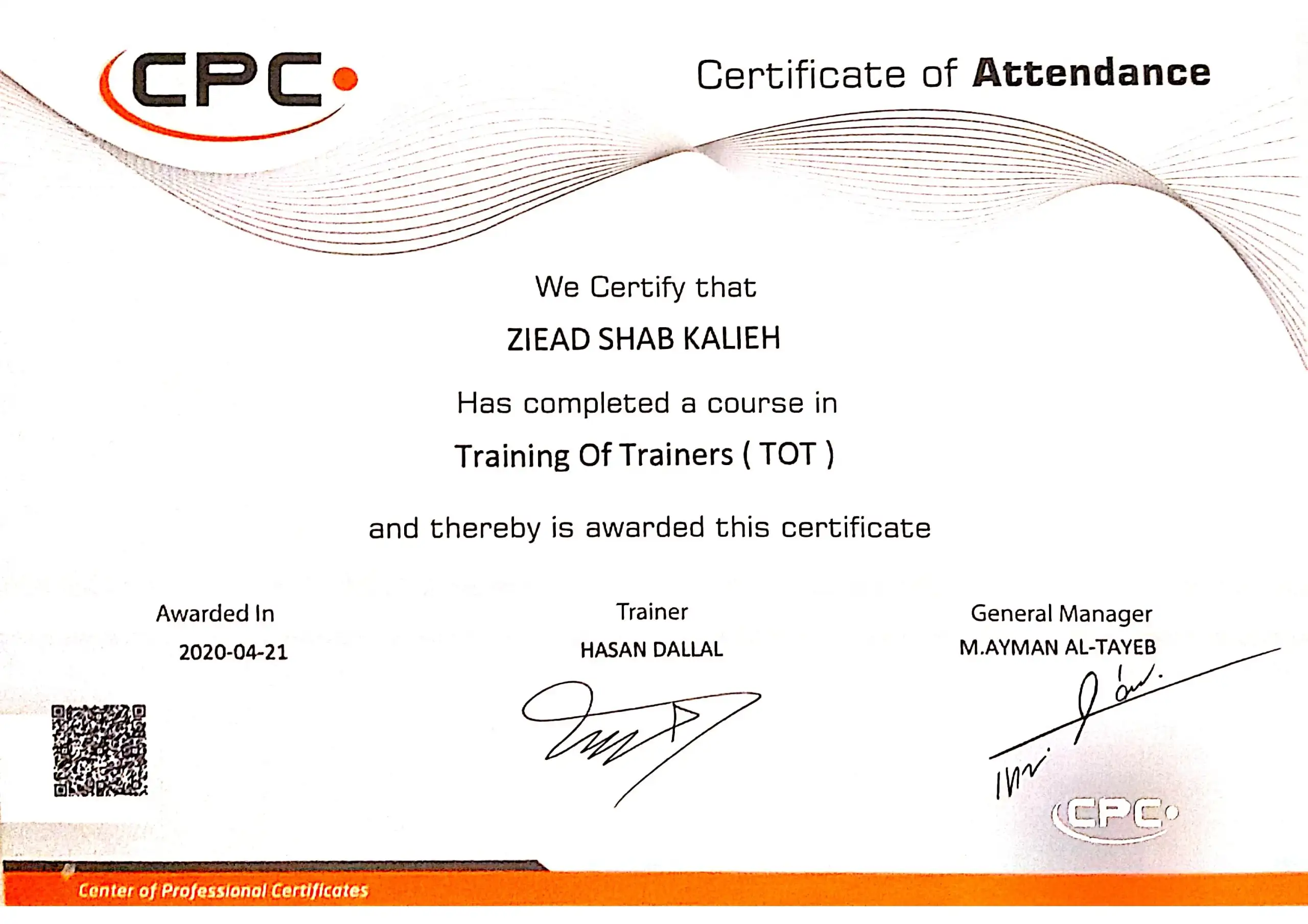 Training of Trainers (TOT) Certificate