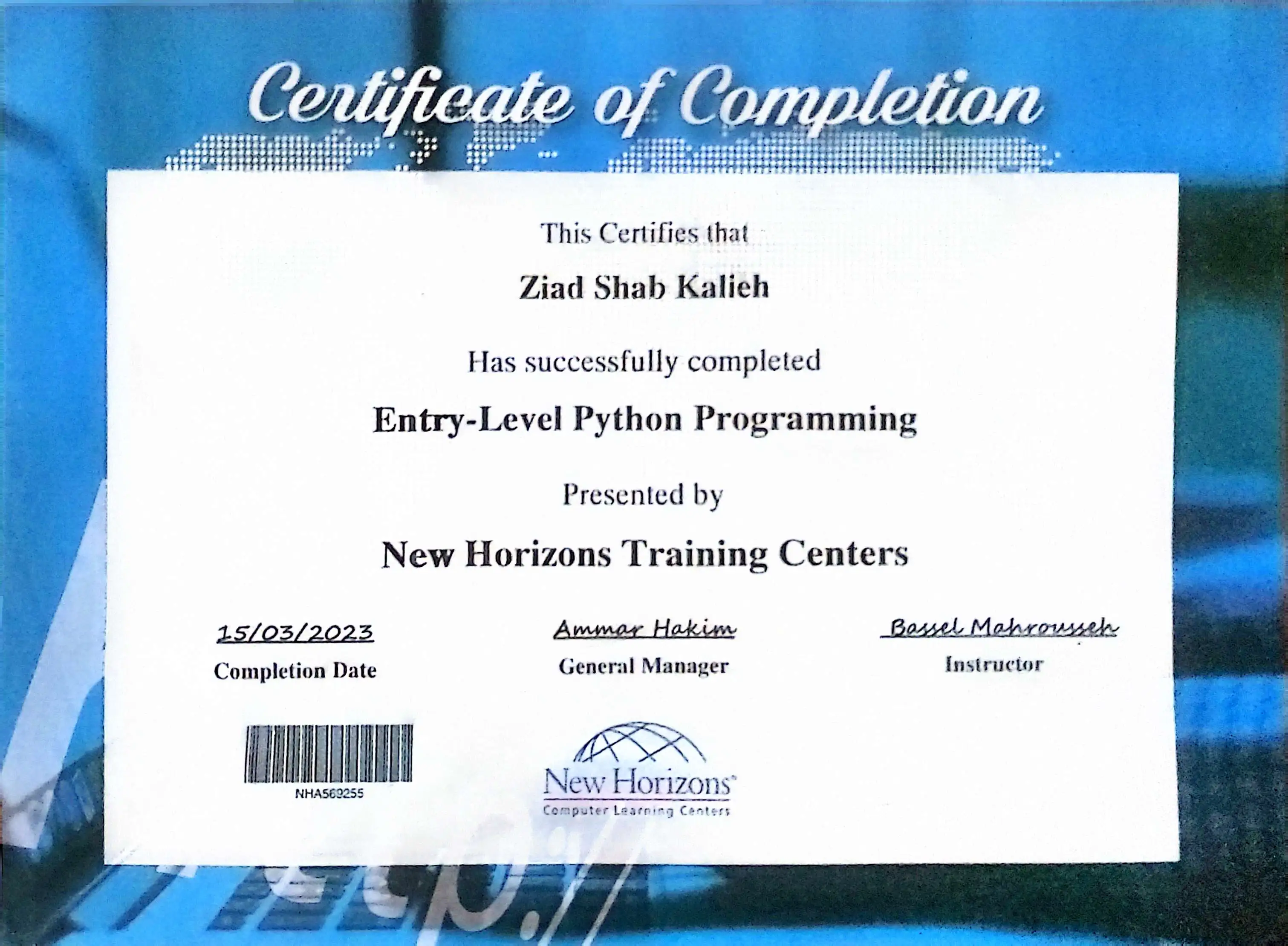 Entry-Level Python Programming Certificate from New Horizons